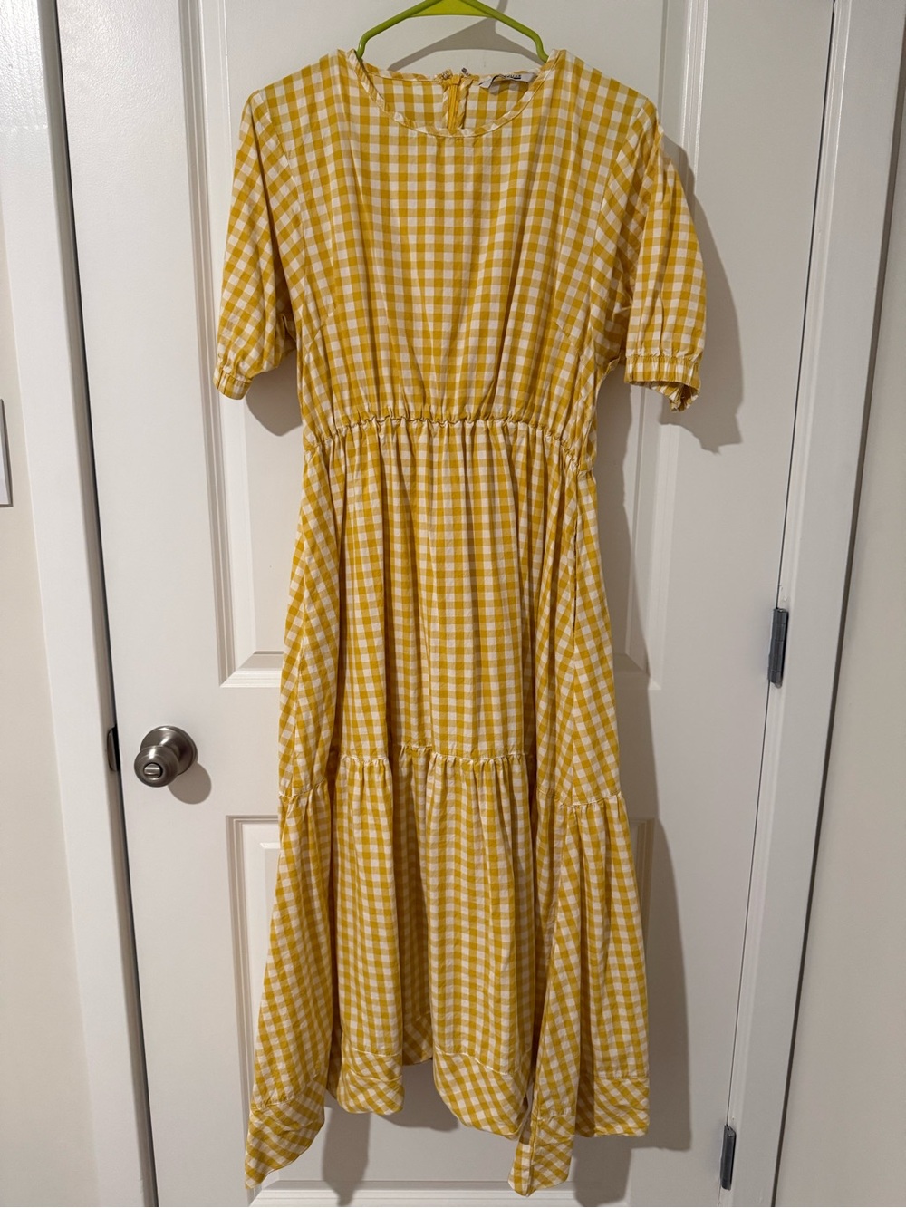 Yellow Gingham Midi Dress • Medium